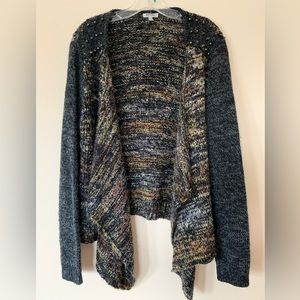 Buffalo David Bitton, open cardigan, shoulder studs, knitted wool blend, size L